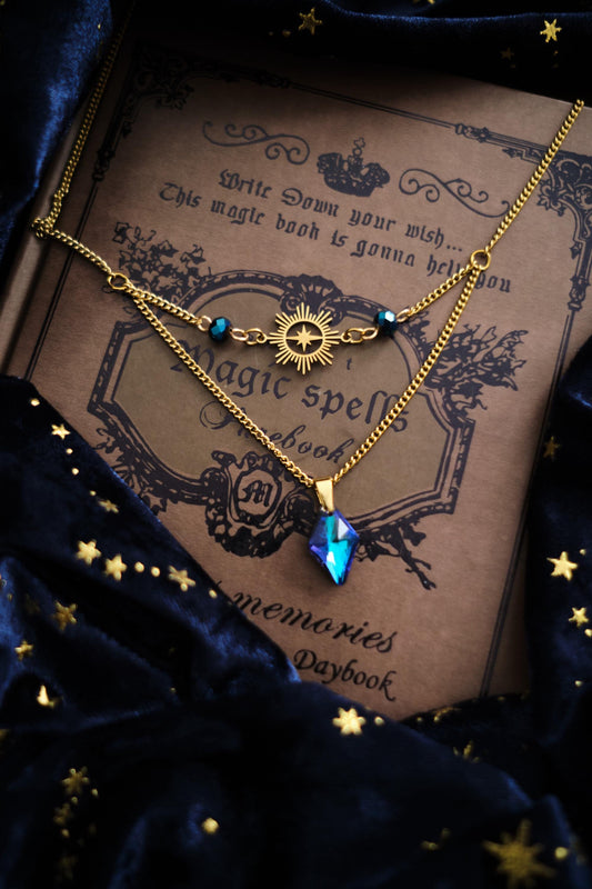 Witchy Whimsigoth Necklace, Celestial 2-strand Necklace, Witchy Jewelry