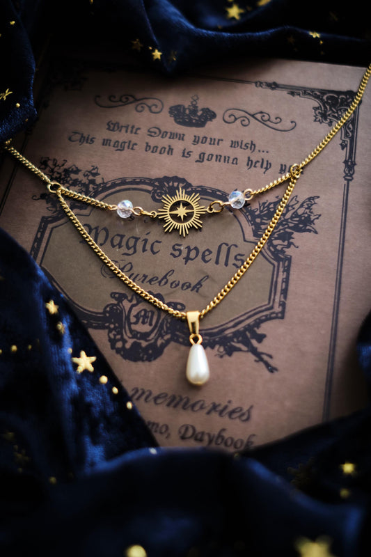 Celestial Necklace, Double-strand Whimsigoth Choker, Witchy Jewelry
