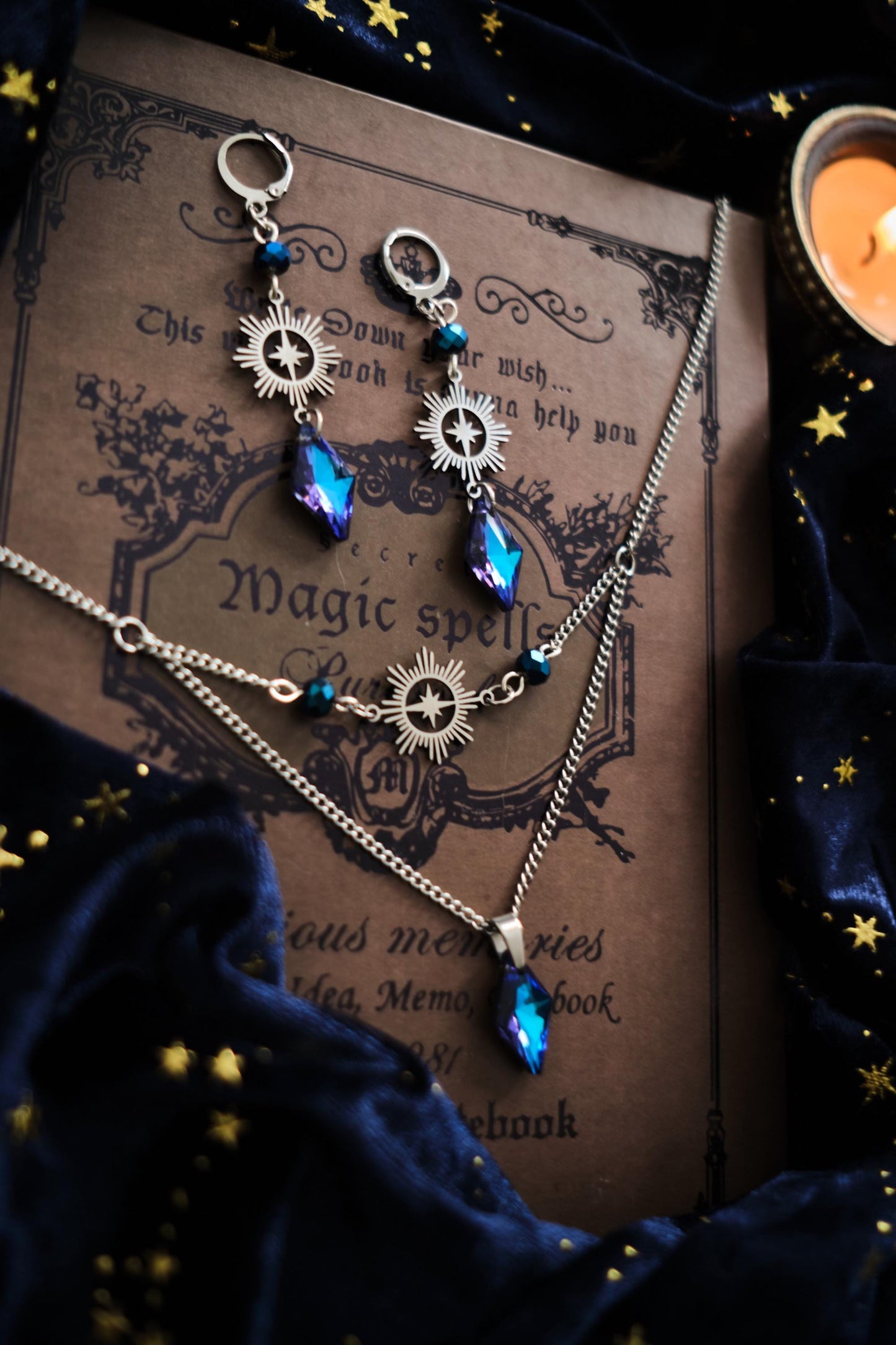 Witchy Whimsigoth Necklace, Celestial 2-strand Necklace, Witchy Jewelry