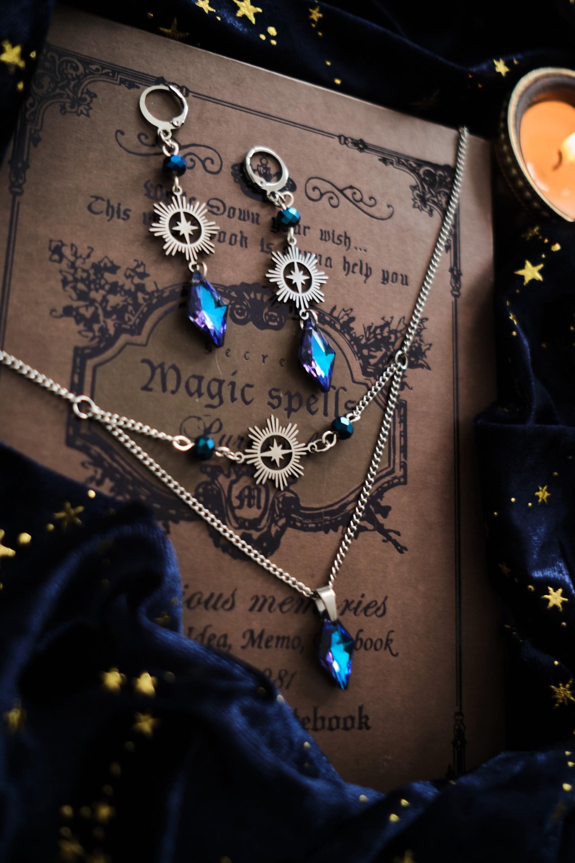 Celestial Necklace, Double-strand Whimsigoth Choker, Witchy Jewelry