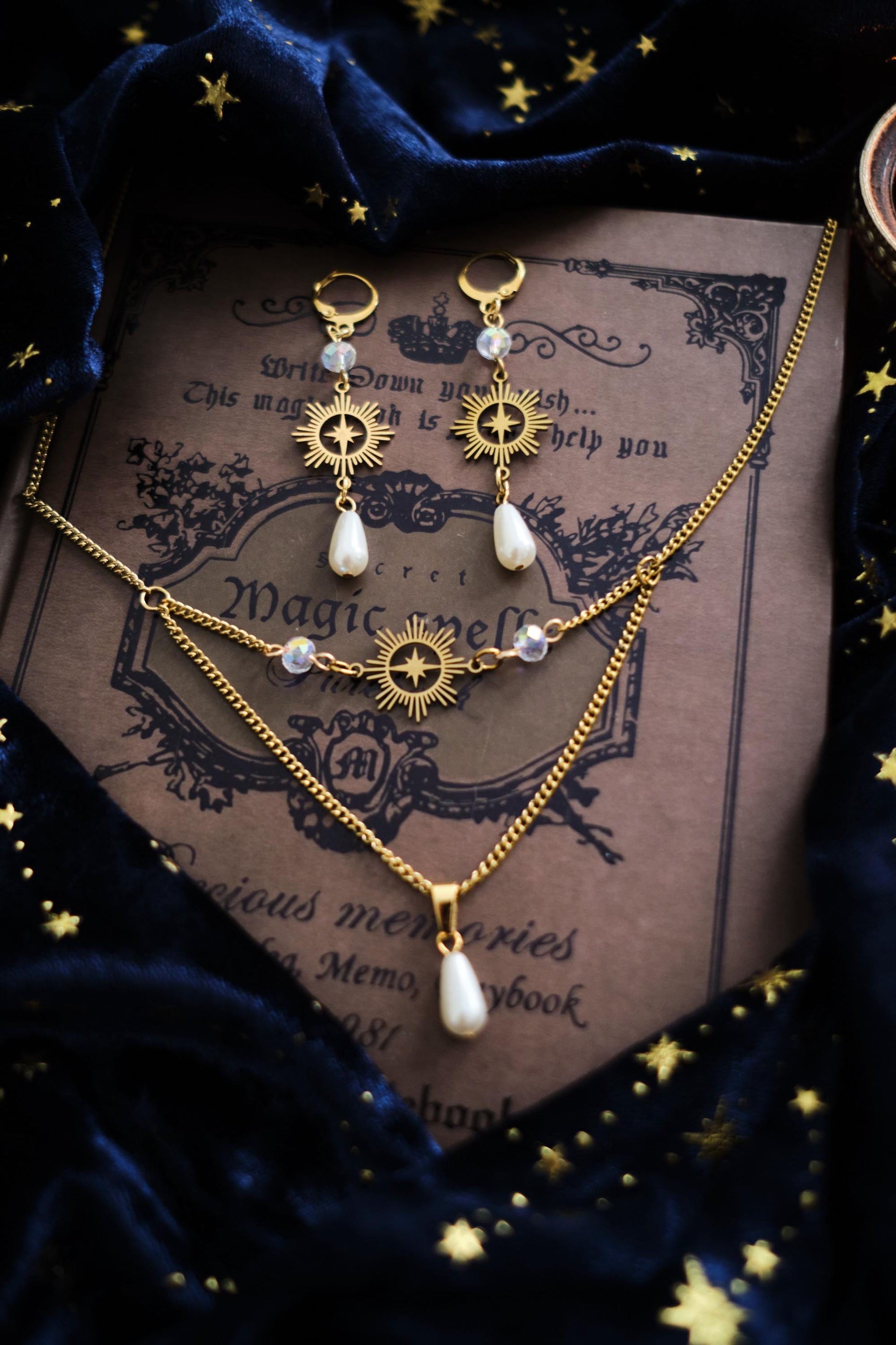 Mystical Bridal Earrings, Pearly White Celestial Whimsigoth Style Jewelry