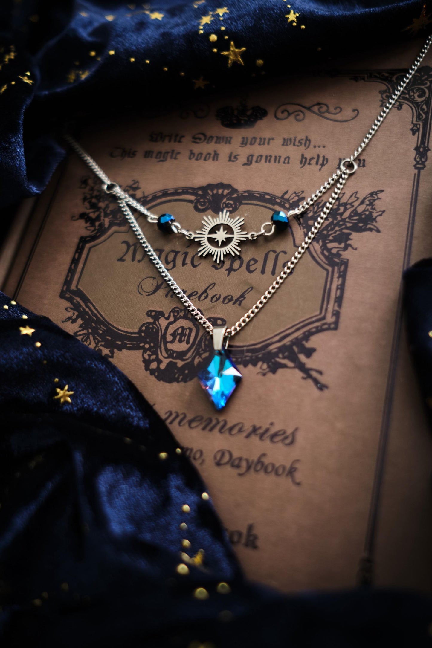 Celestial Necklace, Double-strand Whimsigoth Choker, Witchy Jewelry