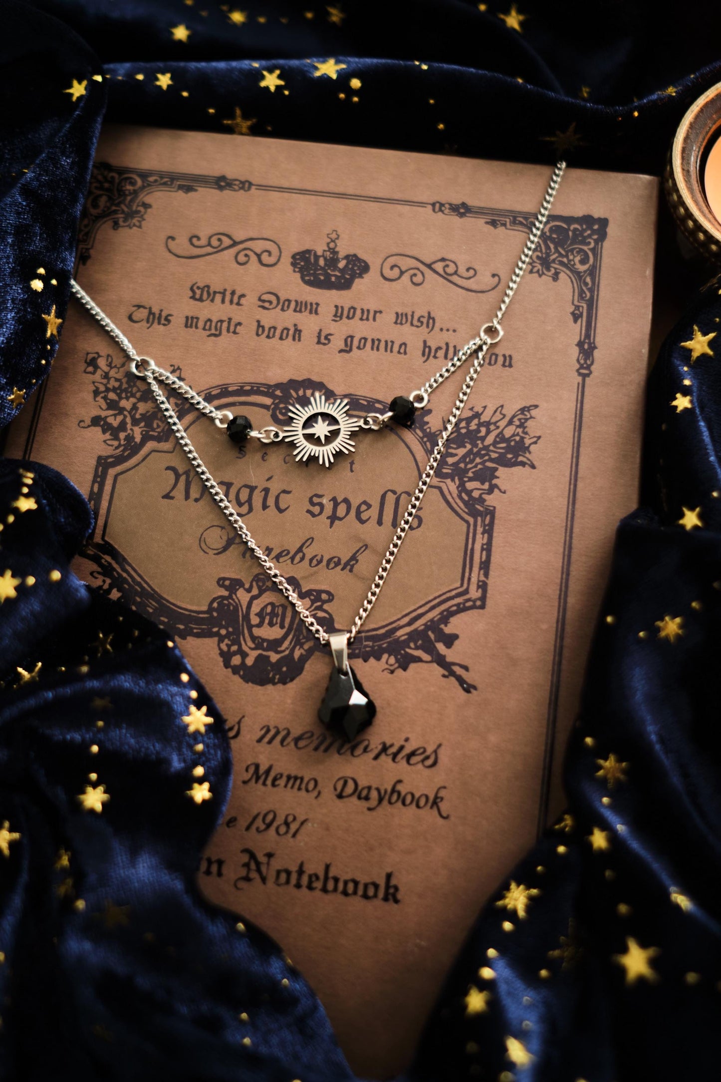 Celestial Necklace, Double-strand Whimsigoth Choker, Witchy Jewelry