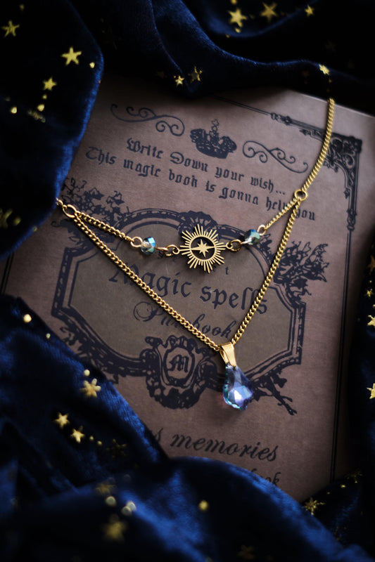 Celestial Necklace, Double-strand Whimsigoth Choker, Witchy Jewelry