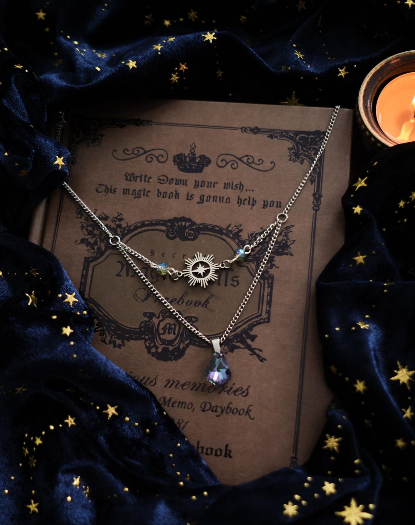 Celestial Necklace, Double-strand Whimsigoth Choker, Witchy Jewelry