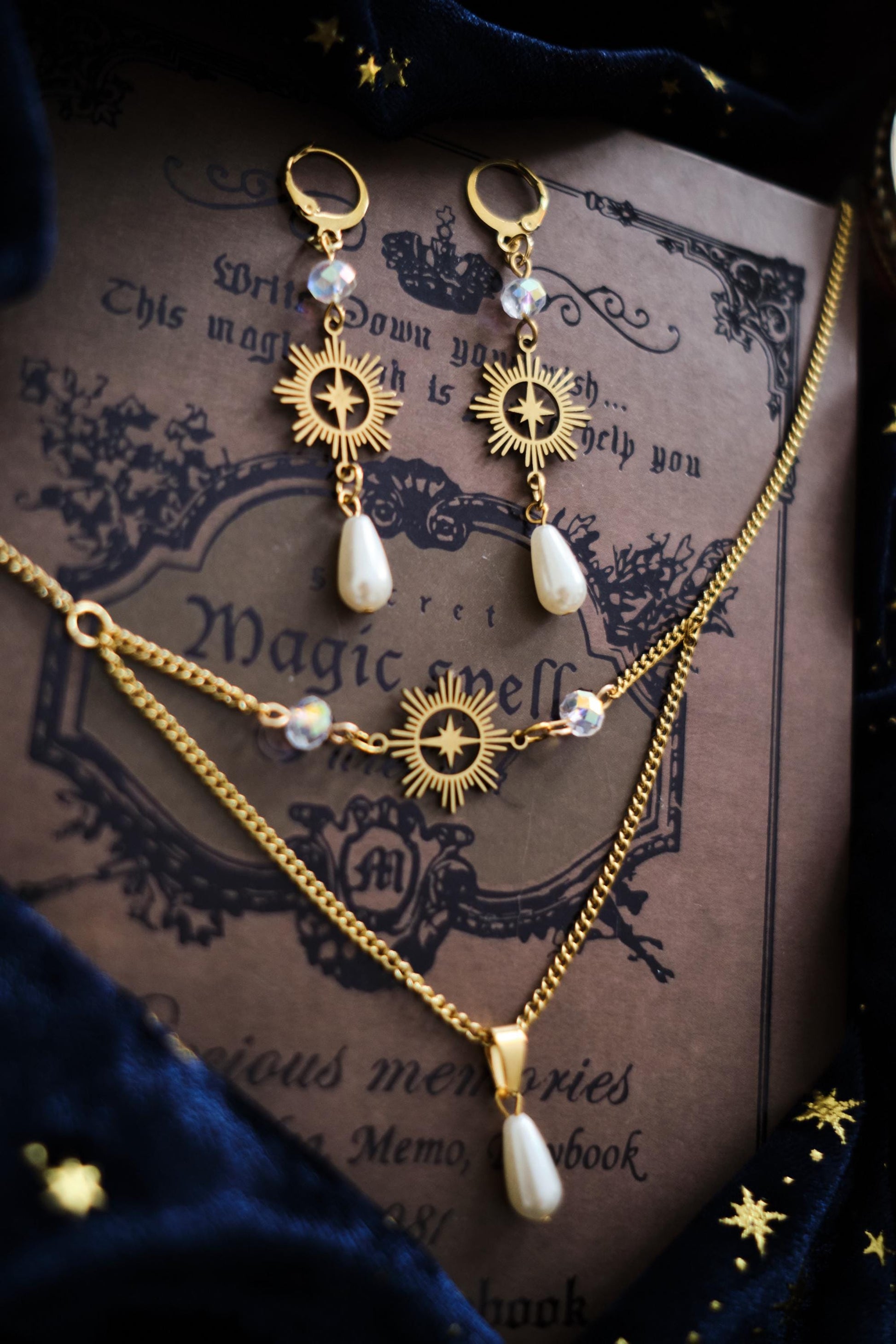 Witchy Whimsigoth Necklace, Celestial 2-strand Necklace, Witchy Jewelry