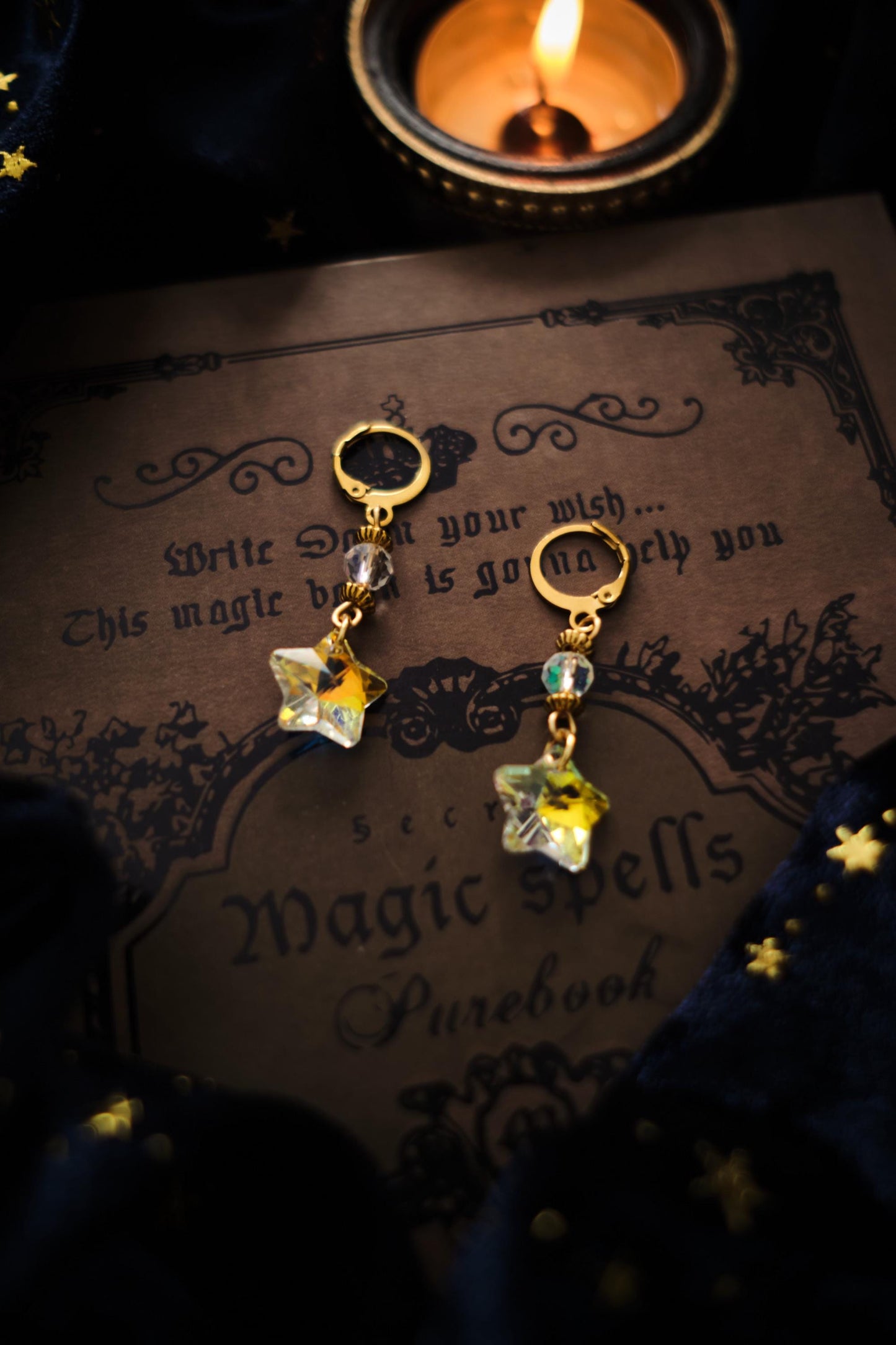 Celestial Suncatcher Earrings with Moon and Star, Mismatched Whimsigoth Jewelry