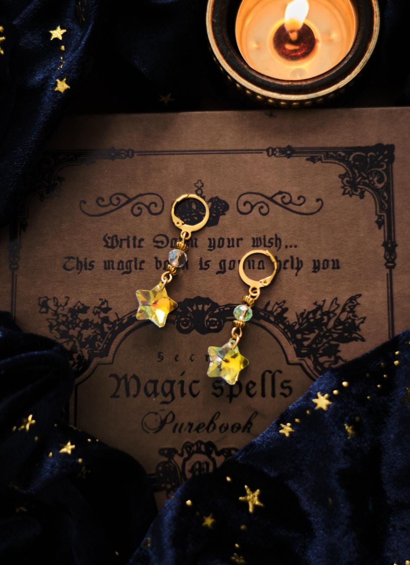 Celestial Suncatcher Earrings with Moon and Star, Mismatched Whimsigoth Jewelry