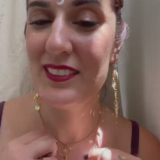 Ethereal Suncatcher Necklace, Silver Celestial Moon and Star Jewelry, Two-Strand Whimsigoth Witchy Style